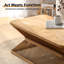 Table basse de style Mid-Century moderne, table d'appoint rectangulaire en bois 43,3 po avec base en bambou tissé - Table basse rustique Boho