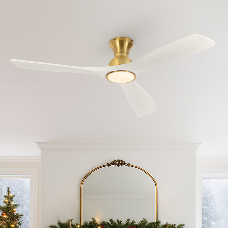 Ventilateur de plafond à intensité variable 52 po avec lumières et télécommande CCCC Karlena, Gold with Off White Blade
