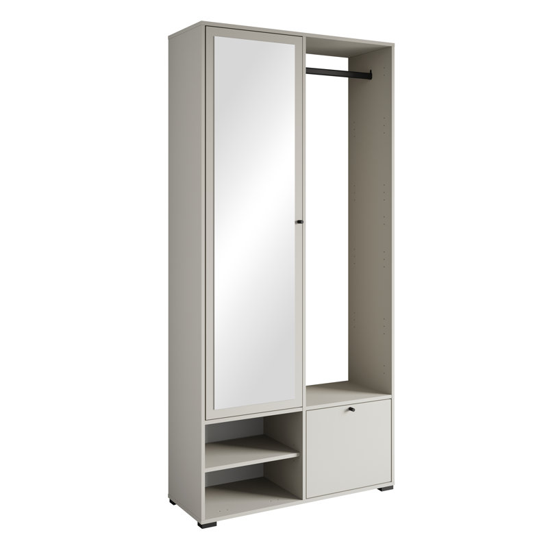Hall Tree 90cm Wide with Shoe Storage, Beige