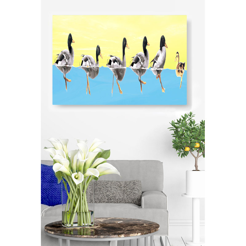 Kerriana Duck Stop! - Reproduction d'art sur toile tendue, H 26 po x l 50 po x P 1,5 po