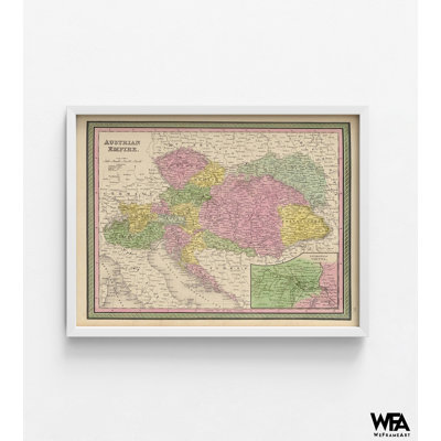 Empire autrichien 1849 par cartes anciennes, affiche de l'histoire du monde, carte antique de l'Autriche, décor de bureau d'histoires, cadeau de professeur de géographie
