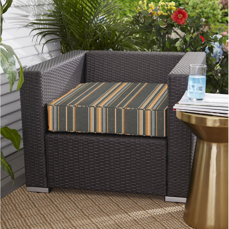 Doss Indoor/Outdoor Sunbrella Bench Cushion, Beige Stripe Sunbrella®, 22.5" H x 22.5" W