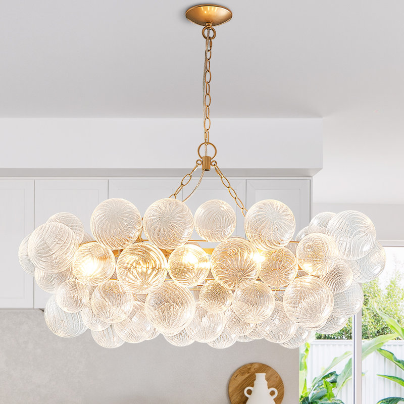 Hand Blown Glass Swirl Bubble Nordic Art Chandelier, 6