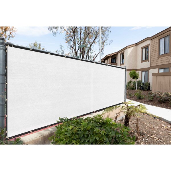 ColourTree 8' x 50' Grey Fence Privacy Screen Windscreen Cover Fabric Shade  Tarp Netting Mesh Cloth - Commercial Grade 170 GSM - Cable Zip Ties