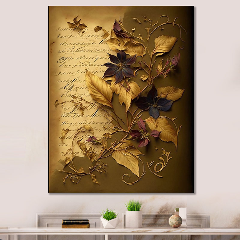 Fleurs séchées rétro sur toile encadrée, H 20 po x l 12 po x P 1 po, Toile tendue