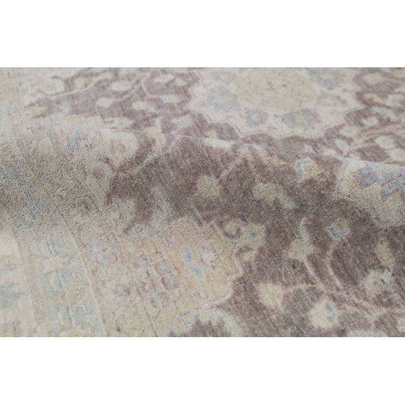 Tapis gris clair et vert clair de haute qualité noué à la main Ziegler