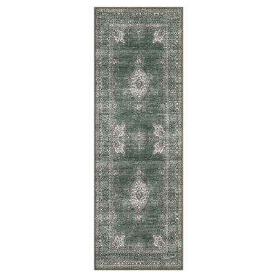 Vintage Floral Area Rug for Living Room – Soft Non Slip Carpet – Machine Washable & Distressed Design – Ideal for Bedroom or Dining Room – Home Decor