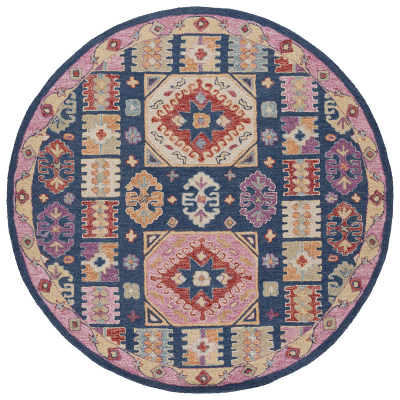 Ivanhoe Hand Tufted Wool Southwestern Rug, Round 7'