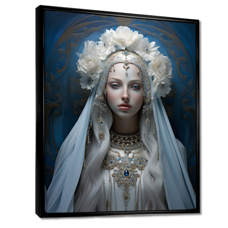 Couronne sacrée de la Sainte-Marie, reproduction d'art mural, Toile avec cadre flottant noir, H 20 po x l 12 po x P 1 po