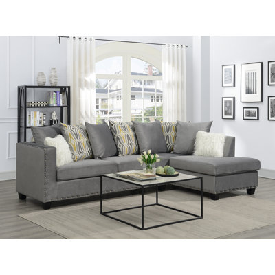 Canapé et chaise longue en velours de 101 po de largeur Yumiko