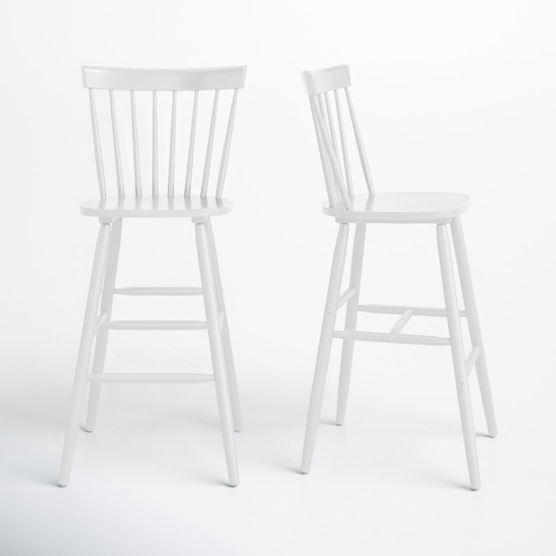 Stacee Solid Wood Counter Stool, White, Bar Stool (29" Seat Height)