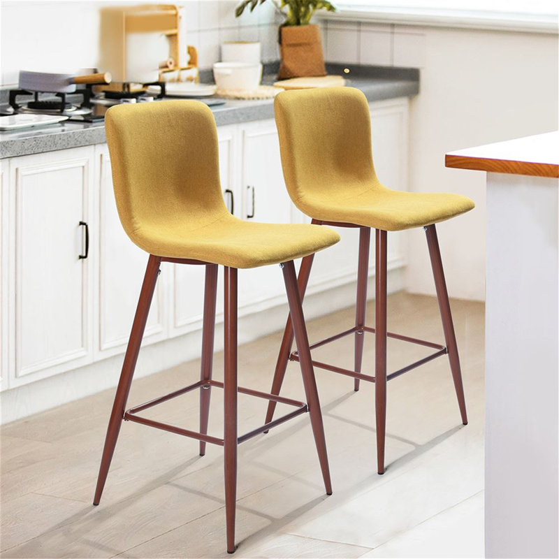 Frye Upholstered Counter Stool with Metal Frame, Yellow