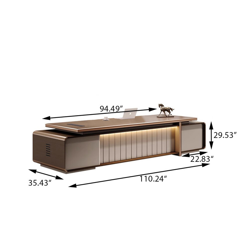 Bureau simple 110,24 "clair et luxueux brun, H 33,46 po x l 114,17 po x P 35,43 po