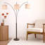 Lampe sur pied à 3 branches Royal, arceau huilé avec abat-jour en lin Royal, interrupteur rotatif à 4 voies