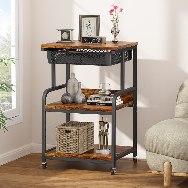 32.5 H Cart, Brun rustique / noir, 32.5" H x 19.7" W x 15.75" D