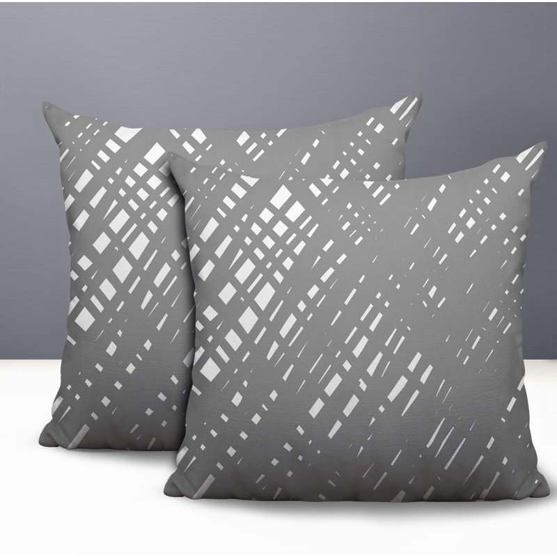 Oreiller réversible intérieur / extérieur Riju Scratches, 20 x 20, Gris