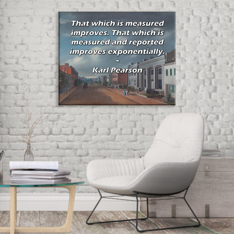 Toile tendue d'ArtsyQuotes par Karl Pearson: «Ce qui est mesuré s'améliore. Ce qui est mesuré et indiqué s'améliore de façon exponentielle.