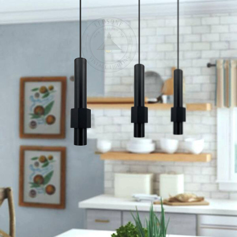 Aurther - Light Black Geometric Pendant, Black