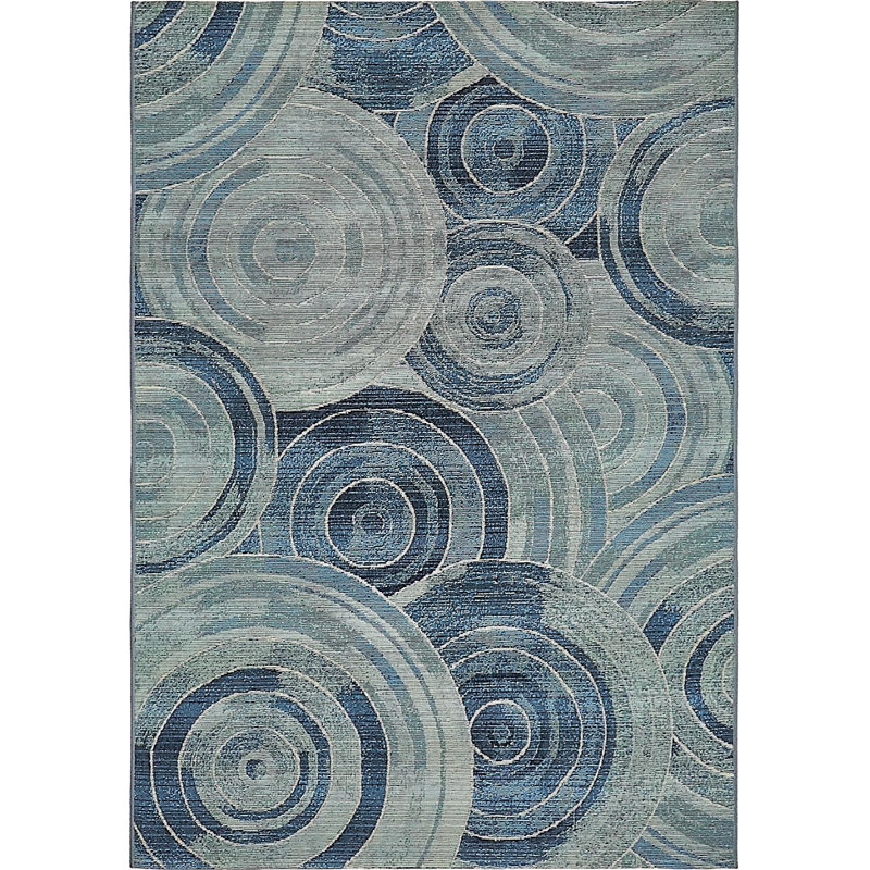 Tapis intérieur / extérieur bleu clair Deweese, Rectangle 4 pi 1 po x 6 pi 1 po
