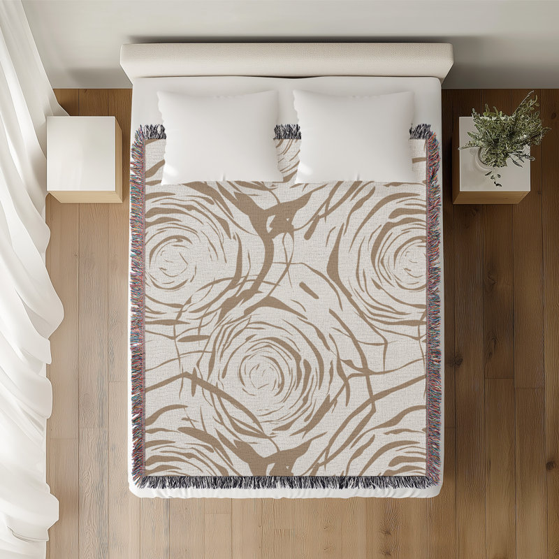Jeté rose en coton Rose, 50 x 70, Beige