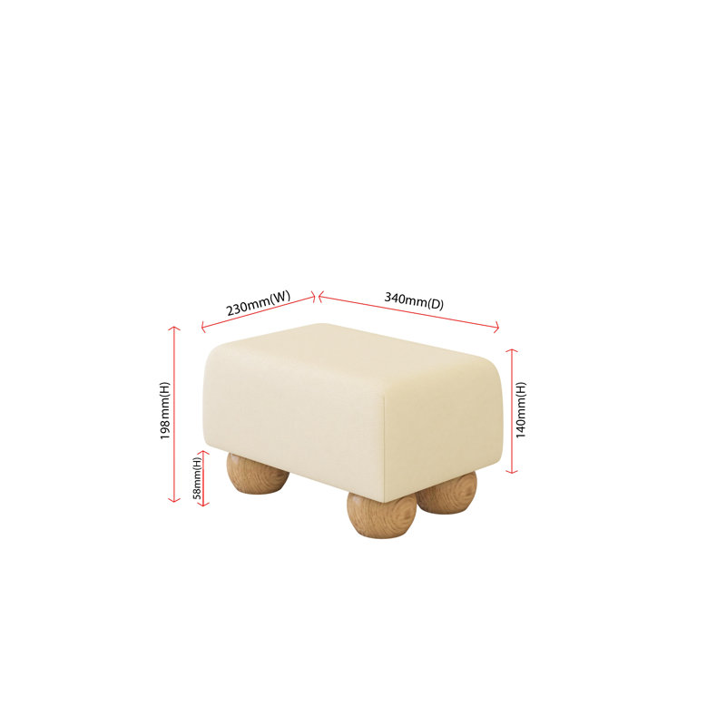 Manufactured Wood Accent Stool, Style Leather, Natural, Chalk Cream