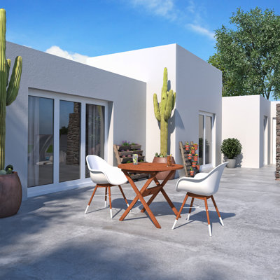 Anautica 2 - Person Wood Patio Dining Set with Round Table