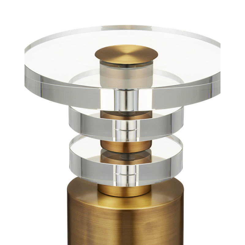 Shani Drinks Table, Antique Brass/Clear