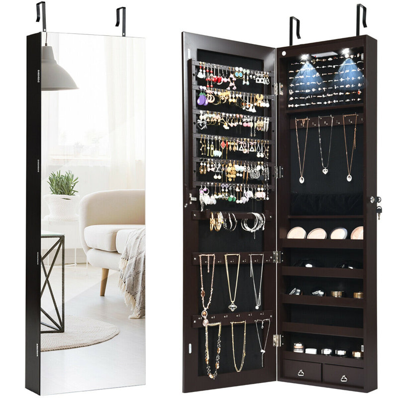 Armoire à bijoux avec miroir Argante, Brun