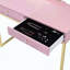 Bureau de coiffeuse 2 tiroirs avec miroir et plateau à bijoux, rose et or