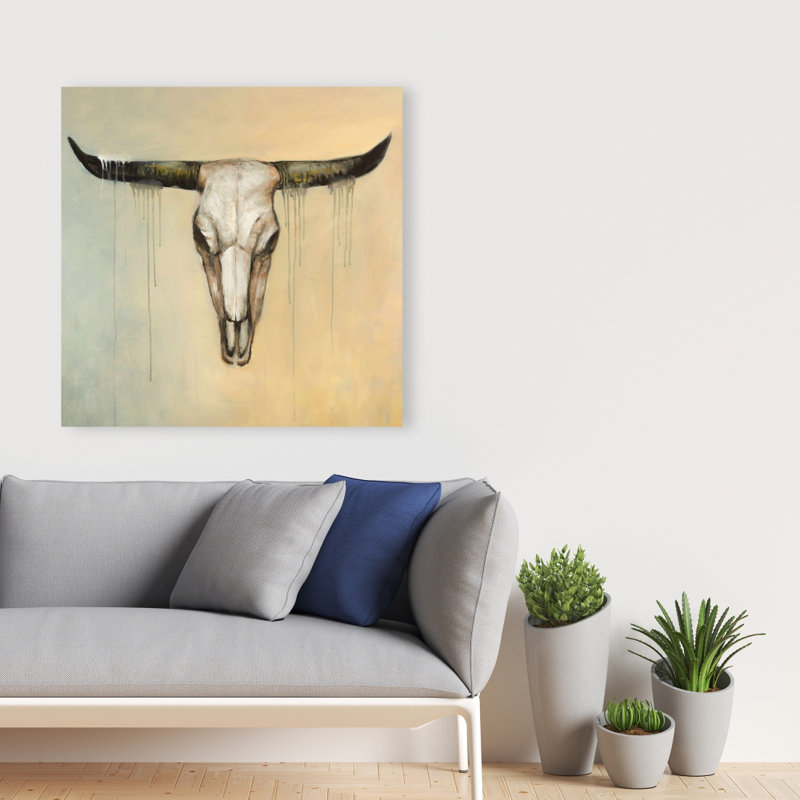 Crâne de taureau - Toile rustique pour animaux | Art