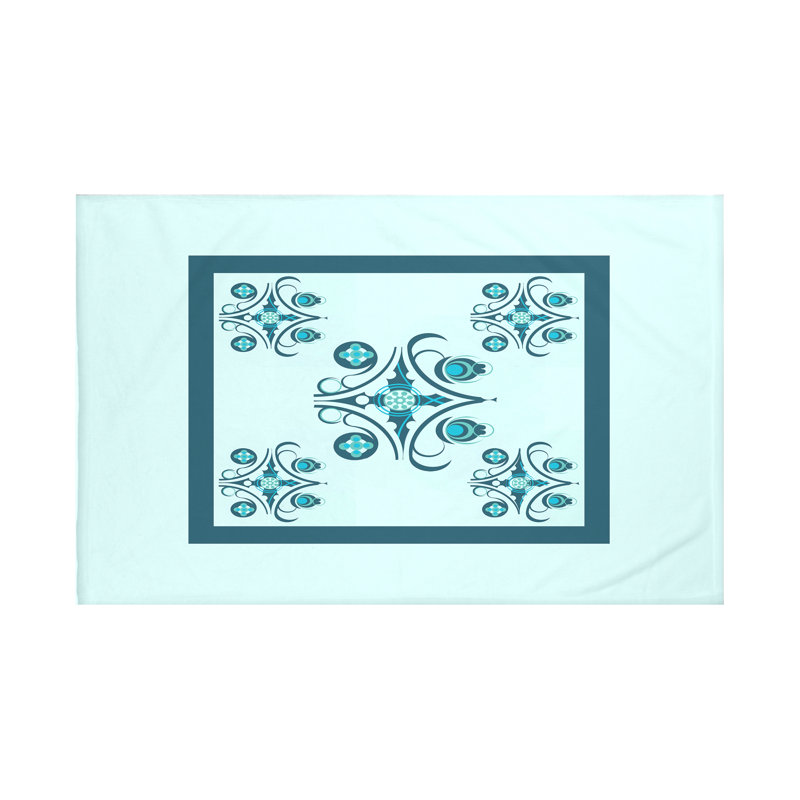 Jeté à imprimé géométrique Hanky, L 50 po x l 60 po, Bord de mer (aqua / sarcelle)