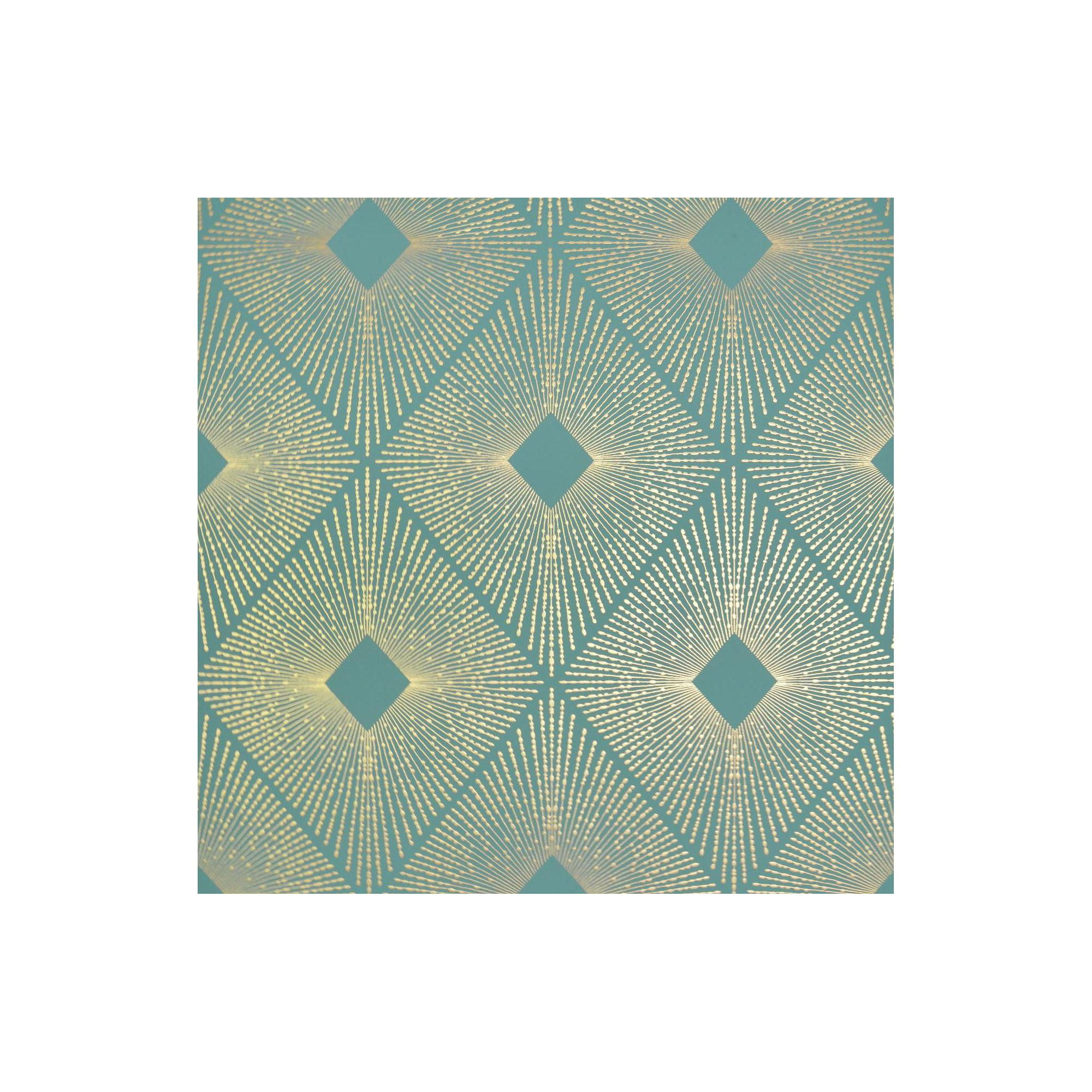 Antonina Vella Modern Metals Modern Geometric Wallpaper, Teal/Gold