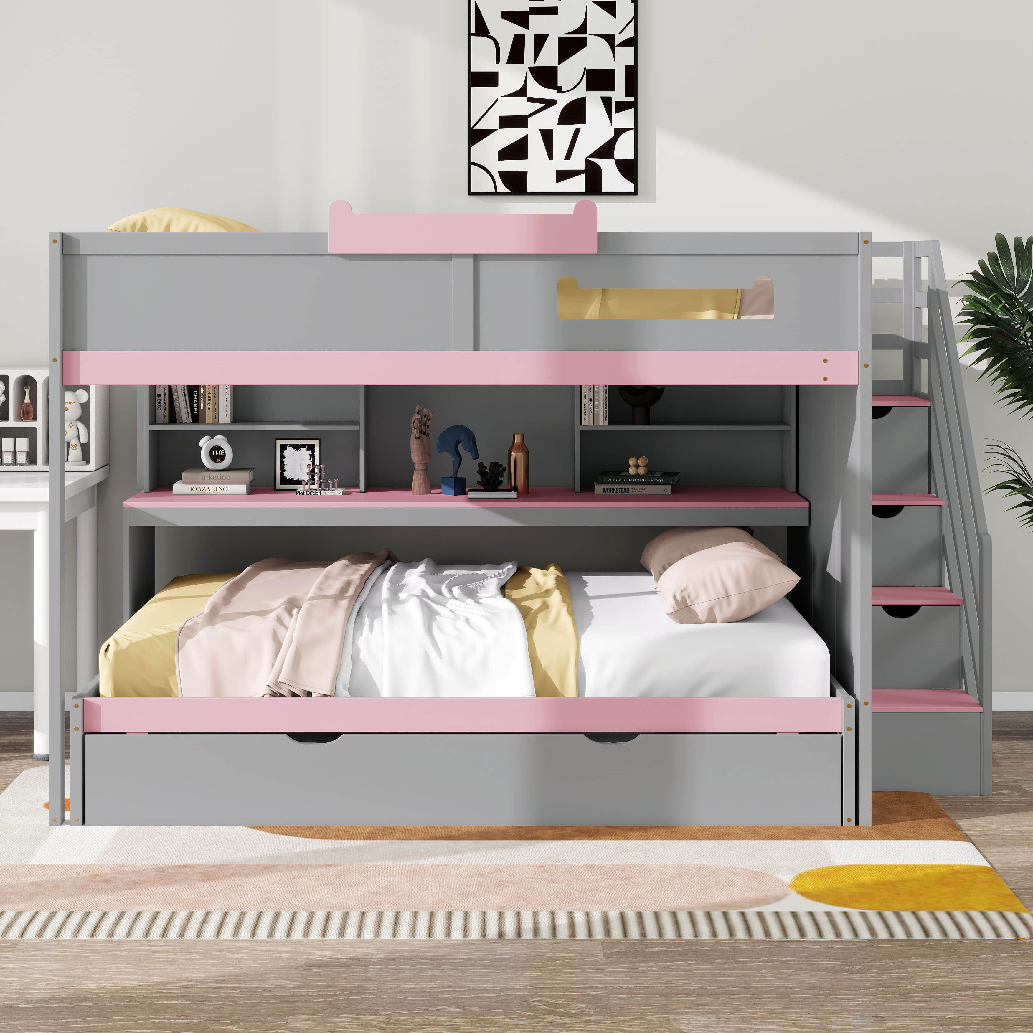 Latitude Run® Full Over Full Bunk Bed With Twin Size Trundle And ...