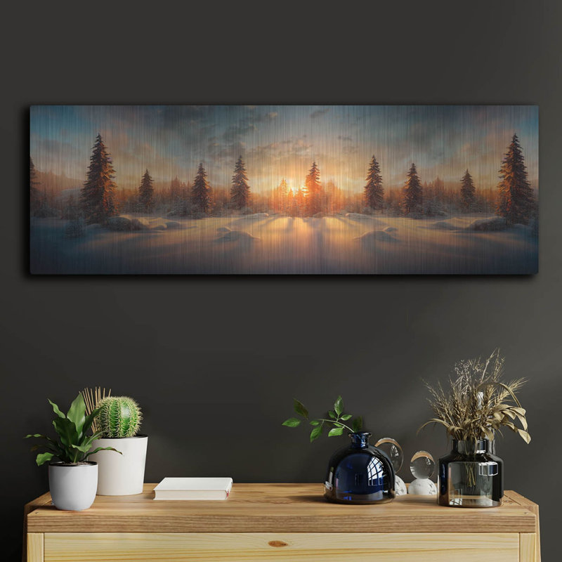 «Wintery Forest» par Luxe Portfolio, art mural en métal, H 12 po x l 36 po