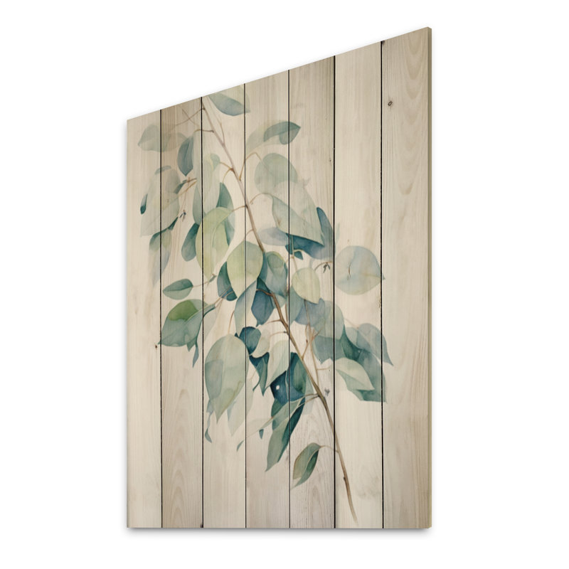 Essence d'eucalyptus III vert sur blanc, H 20 po x l 10 po x P 0,78 po