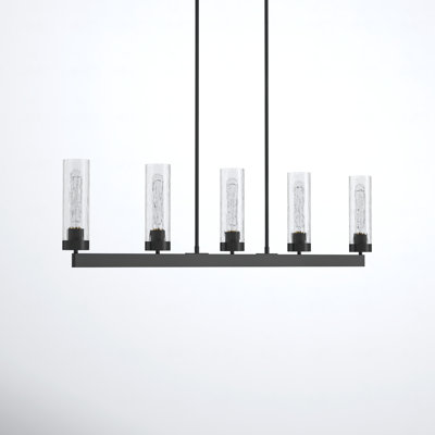 Dominique 5 Light Glass Steel Dimmable Pendant