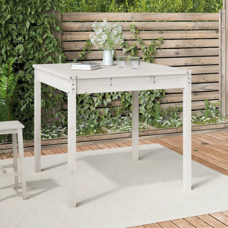 Lashelle Square Pine Outdoor Dining Table , 82.5cm cm W 82.5cm cm D, White