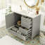Meuble-lavabo moderne 36 po avec cadre en pin massif, 1 porte à fermeture douce et 3 tiroirs, armoire de rangement moderne-117021239