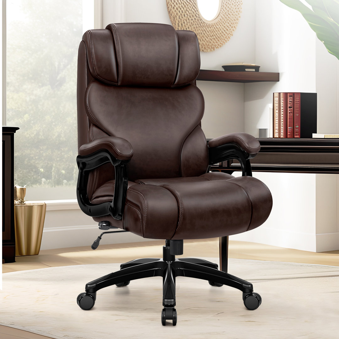 Luxurious Leather Executive Chair with Adjustable Lumbar Support Corrigan Studio® Upholstery