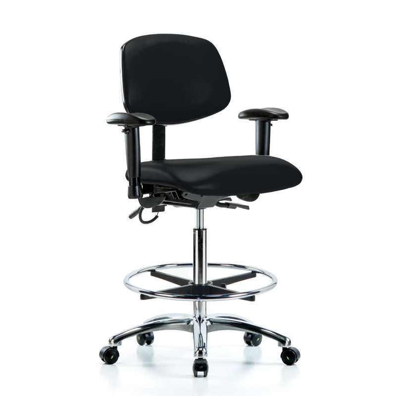 Mila Drafting Chair, Black, Casters, Included
