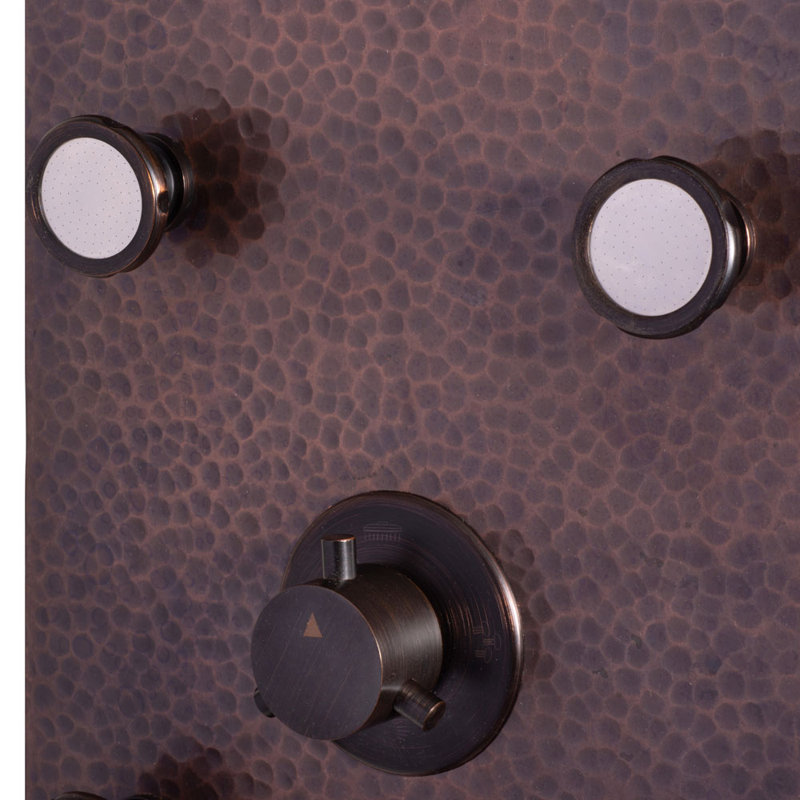 Sedona 8-in Rain Showerhead ShowerSpa with 6-Body Jets and Multi-function Handshower Hammered Copper and Oil Rubbed Bronze