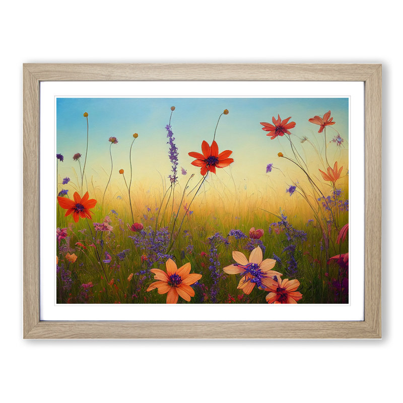 Mind Blowing Wildflowers Floral - Framed Print, 46cm H x 64cm W, Oak Framed