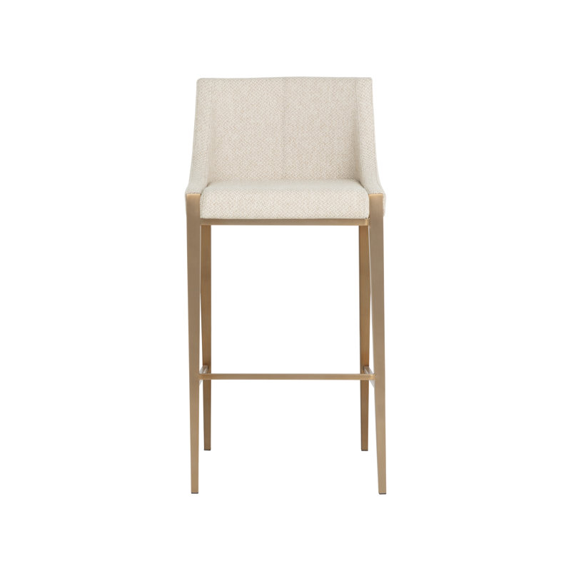 Dionne Upholstered Stool with Metal Frame, Cream