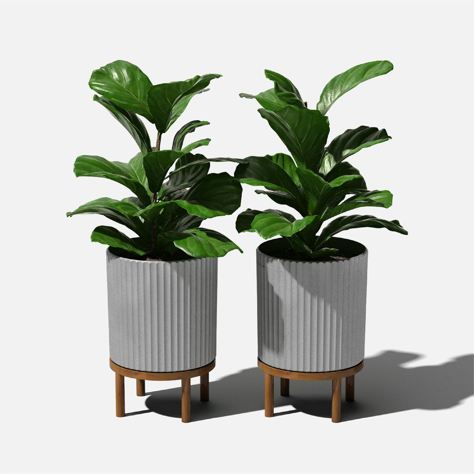 Demi Series Planter with Stand, 2, Gray/Brown, 16" H x 10.5" W x 10.5" D