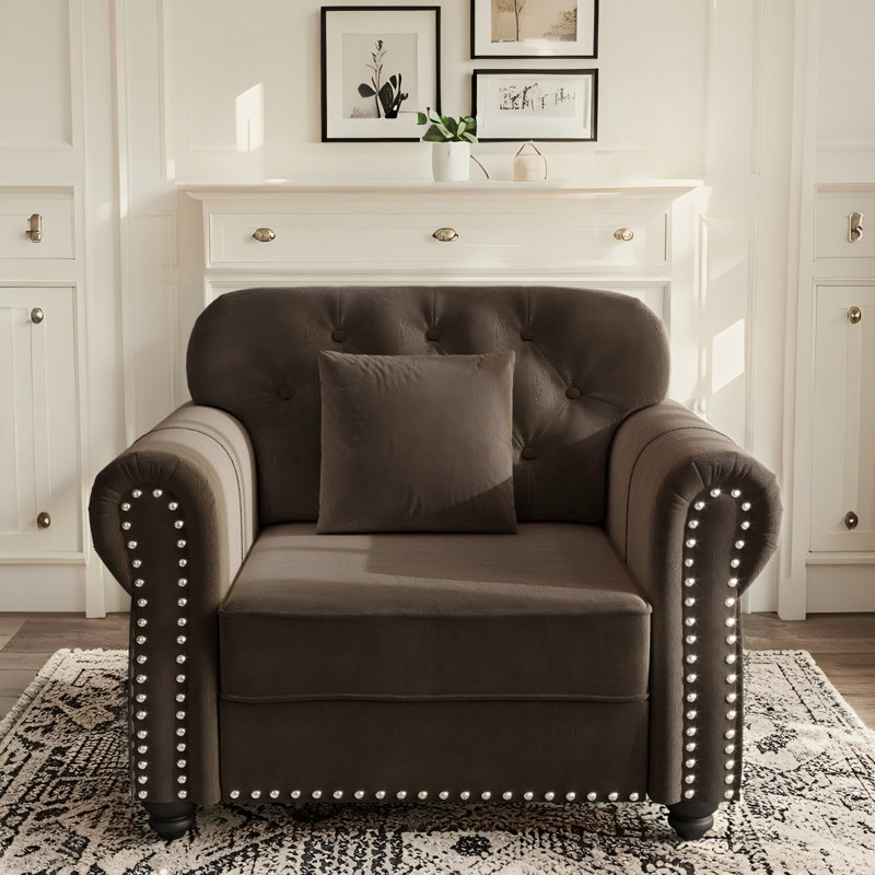 Canapé Chesterfield 41,3 po, Brun