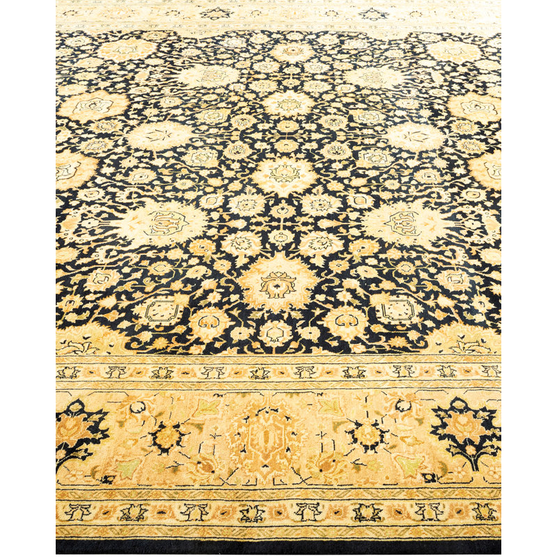 Tapis noir / beige / brun noué à la main de conception unique 7 pi 10 po x 10 pi 7 po Hayner