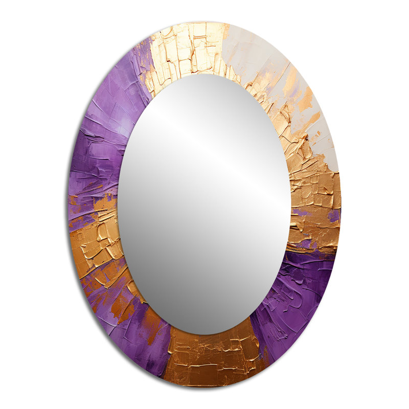 Décoration murale dorée et mauve à motif lunaire ovale, 40" x 30"