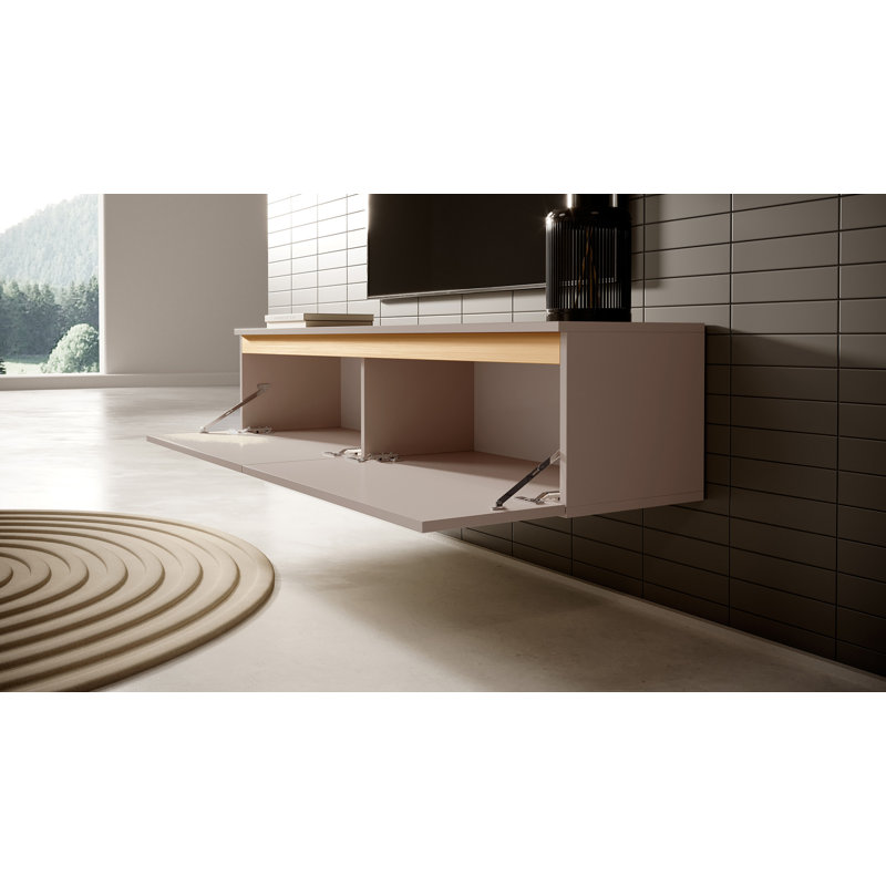 Ashauna TV Stand, 30cm H x 140cm L x 31.6cm W, Grey/Gold