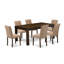 Ensemble de table de salle à manger moderne 7 pièces composé d'une table rectangulaire en bois rustique et de 6 chaises rembourrées en tissu de lin sable-421148734-487416883-487416887