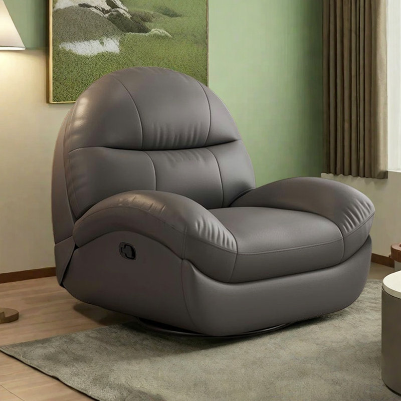 Multi-functional Single Recliner with Faux Leather, Dark Gray